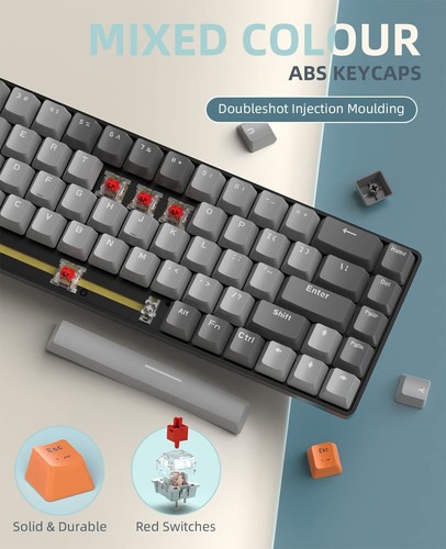 K68 60% Wireless Mechanical Gaming Keyboard,Bluetooth 5.0/2.4Ghz Compact 68 Keys - Picture 19 of 24