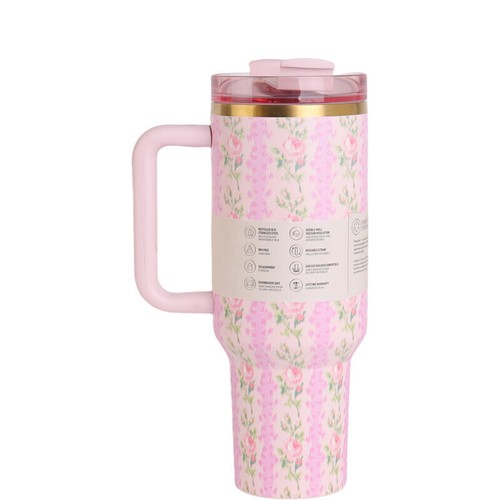 H2.0 Tumbler Love shack Fancy 40oz Blooming Heirloom Insulated Bottle Limit Pink - Picture 3 of 5