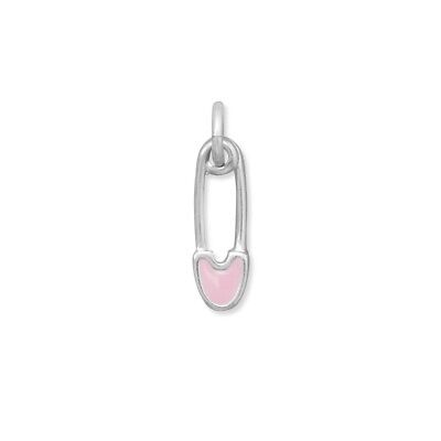 It's a Girl Safety Diaper Pin Charm with Pink Color Sterling Silver It's a Girl Safety Diaper Pin Charm with Pink Color Sterling Silver