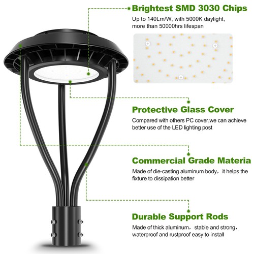 150W LED Post top Light Outdoor IP65 Waterproof LED Circular Area Pole Lights 5k - Picture 10 of 12
