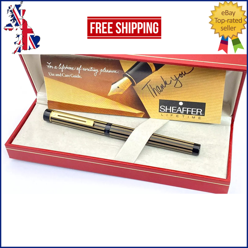 VINTAGE SHEAFFER TARGA FOUNTAIN PEN IN REGENCY STRIPE IN BOX 14K BB NIB USA