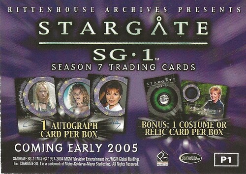 TARJETA PROMOCIONAL STARGATE TEMPORADA 7 P1 P1 DE RITTENHOUSE ELIGE - Imagen 2 de 4