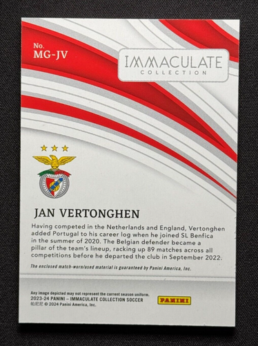 Jan Vertonghen 💥⚽ MAGNIFICENT PATCH RUBY /30 MATCH-WORN! 2024 Panini Immaculate - Picture 4 of 4