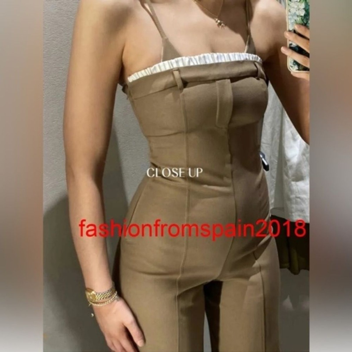 ZARA Combination long wide leg strapless jumpsuit 8342/234