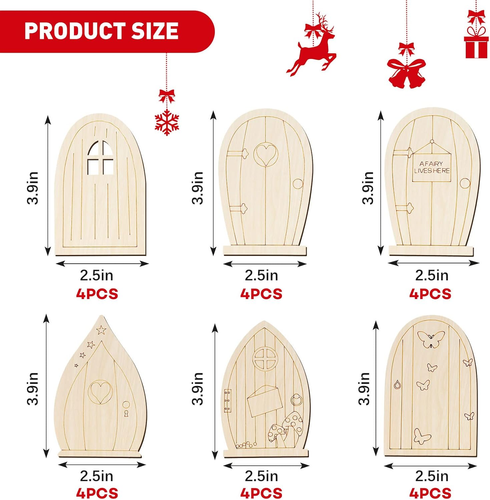48 Pcs Fairy Door Wooden Garden Doors Craft Mini Window Fairy House DIY Kit Unfi - Picture 2 of 7