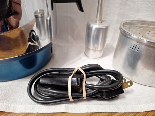 Vintage Coffee Percolator Mirror Matic 10 Cup M 0478 Blue Tested Working  - Picture 5 of 15