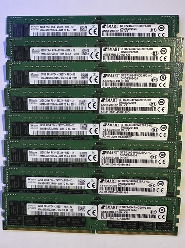 8X 32GB (256 GB) PC4-2933Y 2Rx4 RDIMM Hynix HMA84GR7CJR4N-WM ECC REG 23400