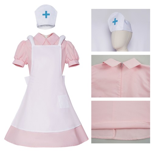 Cosplay Nurse Joy Uniform Dress Hat Costumes Apron Halloween Masquerade Suits - Picture 6 of 10