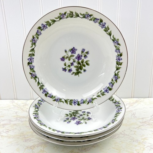 Vintage Jyoto Fine China Japan 4 Soup Bowls Glendale Pattern Violet 7 3/4” - Picture 2 of 12