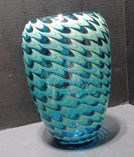 Design Guild Gorgeous Peacock Feather Glass Large Statement 11 1/2" Vase