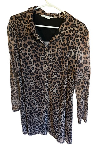 leopard print dress 2xl women. Shear Sleeves. Lightweight.