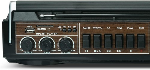 Audiobox Cassette Radio Reproductor MP3 y Grabadora con Altavoz Bluetooth AM/FM/SW Negro - Imagen 4 de 5