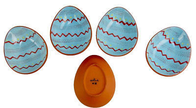 Easter Egg Bowls Lot of 5 Terracotta Finished Blue Interior 6 x 5 Oval Hallmark