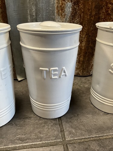 Farmhouse Retro COFFEE TEA SUGAR Enamelware Canisters Made In India Vintage (S) - Picture 19 of 24