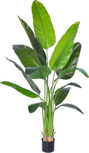 Artificial Bird of Paradise Plant, Fake Plant with Real Leaves and Durable Pot