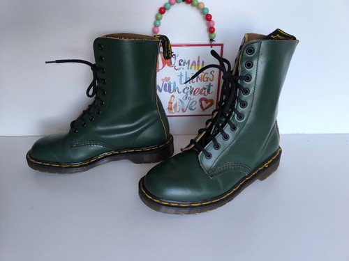 Dr Martens 1490 10 eye green ankle MIE england vintage leather boots UK6 EU39 - Picture 8 of 11
