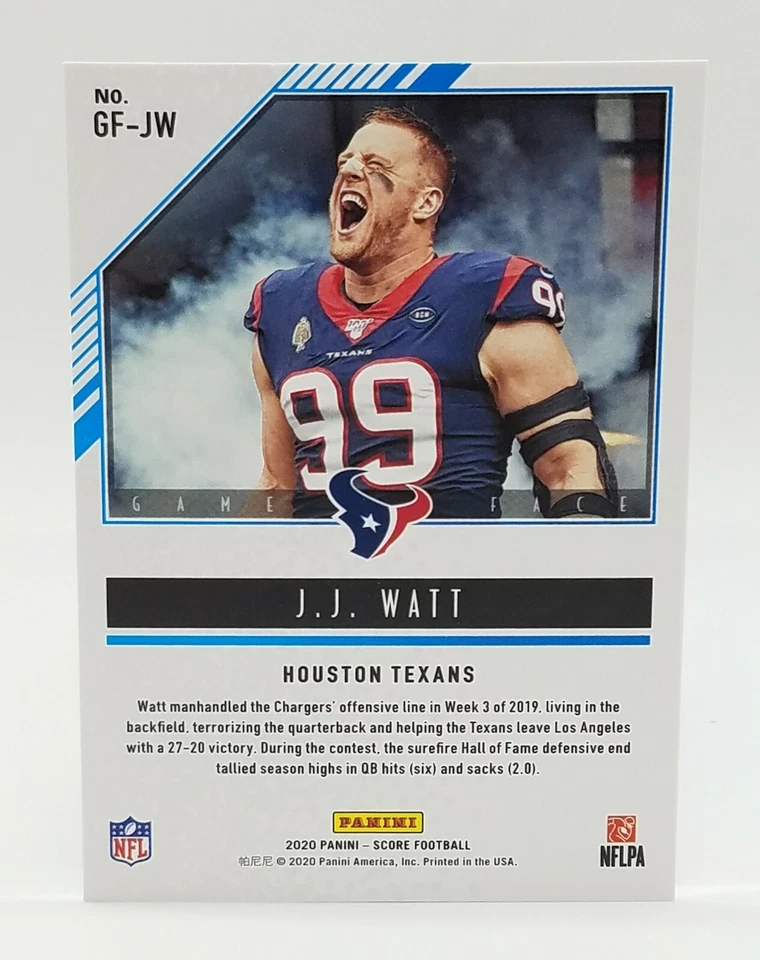2020 Score J.J. Watt Red Parallel Game Face #GF-JW Houston Texans 🔥🔥 - Image 2 of 2