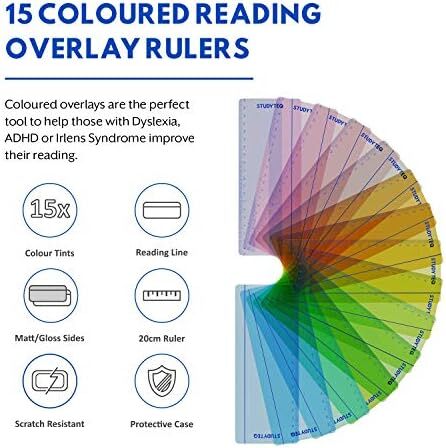 15 x Studyteq Professional Dyslexia Coloured Reading Overlays And Rulers + Prot - Picture 2 of 9
