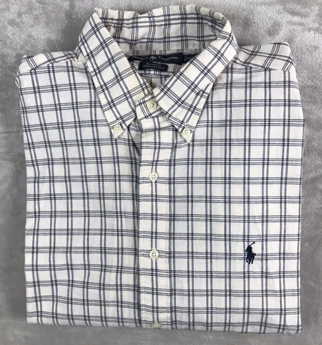 Polo Ralph Lauren Shirt Mens XL Blue White Check Blaire Pony Long Sleeve Preppy