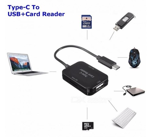 USB-C 3in1 Multifunction Memory Card Reader Adapter USB TF SD For Macbook Pro AU - 第 3/14 張圖片
