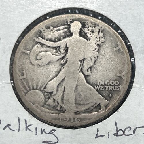 Medio dólar Walking Liberty 1916-S bonito original - Imagen 2 de 4