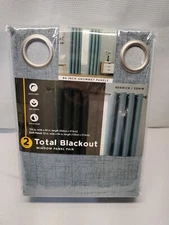 Total Blackout Window Panel Set, 52" x 84" Each, Grommet Panels, Renwick Denim