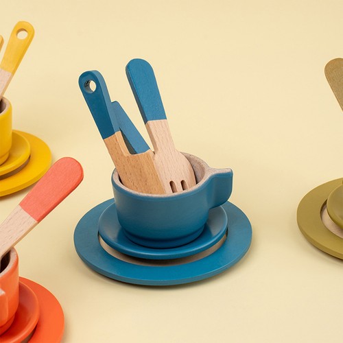 Kid Tea Party Set Toy Simulation Funny Early Eudcational Wooden Tea Set Toy NEW - Picture 6 of 12