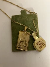 Gold Zodiac Pendant Necklace - Libra