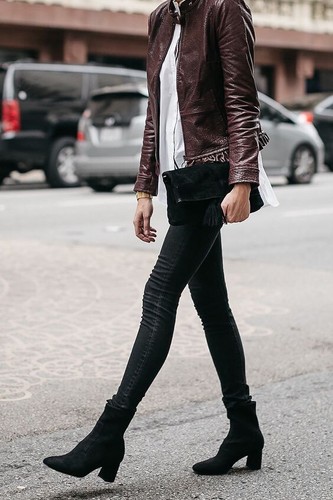 Burgundy Leather Bomber Jacket Women Real Lambskin Moto Jacket S M L XL 2XL - Bild 3 von 9