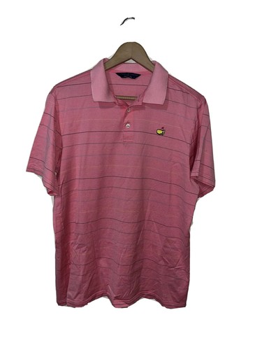 Mens The Masters Clubhouse Collection Golf Polo Pink Logo Golfing Size Large - Picture 2 of 6