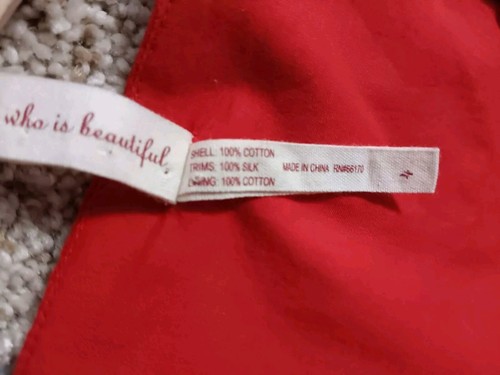 Maeve Anthropologie Dress Red Textured Empire Tie Waist Pleated Sz. 4 GUC - Picture 14 of 15
