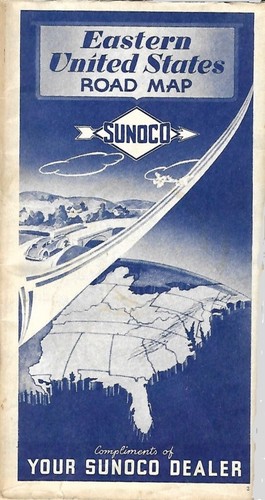 1941 SUNOCO Road Map EASTERN UNITED STATES Florida Michigan New York Ohio Maine - 第 1/6 張圖片