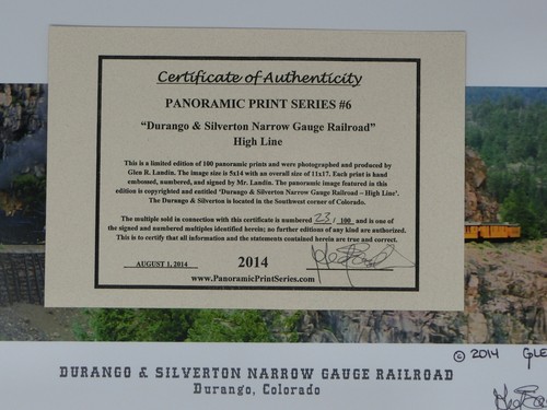 PANORAMIC PRINT TRAINS - DURANGO & SILVERTON RAILROAD LE COLOR 11X17  - Bild 3 von 3