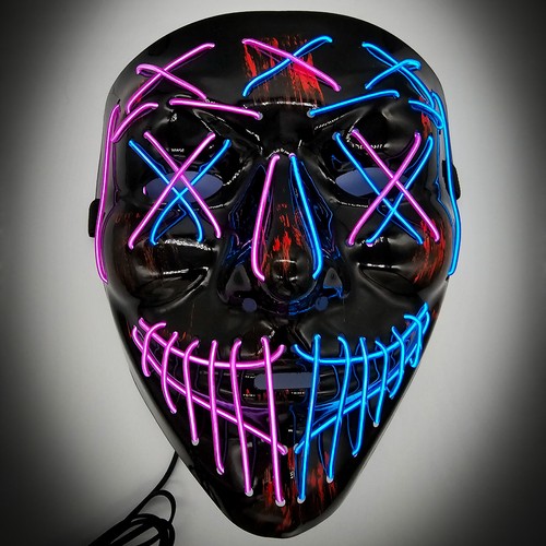 Purge Halloween LED Light Up Mask 3 Modes Costume Rave Cosplay Party Clubbing - Picture 6 of 46