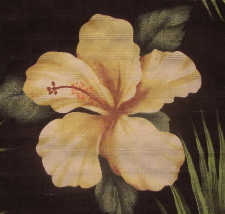 Tommy Bahama yellow & orange hibiscus silk button-front Hawaiian shirt sz LARGE