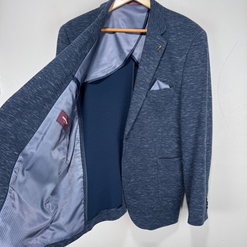 Johnston & Murphy Half Lined Blazer Sport Coat Men Medium Blue Cotton 2 Button - Picture 5 of 15
