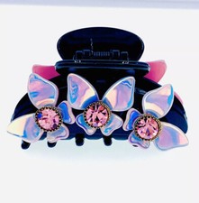 USA Butterfly ACRYLIC HAIR CLAW JAW CLIP made with SWAROVSKI CRYSTAL Pink A15