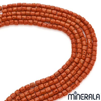 Natürlich Rote Koralle Sardinia Zylinder Form 6mm Perlen 17 '' Strand WP0016F