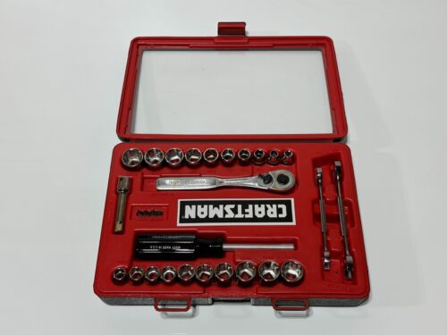 Craftsman Tools USA 33429 NEW NOS 29pc 3/8” Drive SAE Metric Socket Ratchet Set - Picture 4 of 13