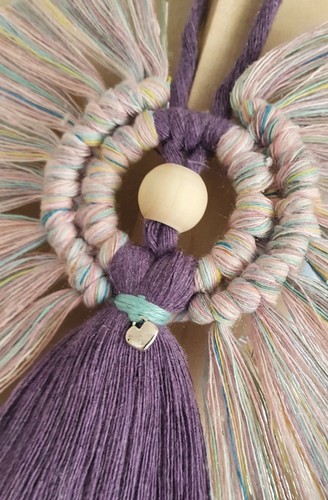 Lovely Handmade Macrame Angel. Unicorn design, Heart charm. Wall Hanging Gift - Picture 2 of 4