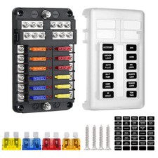 12 Way 12V Blade Fuse Block,12 Circuit ATC/ATO Fuse Box Holder for 12V/24V Car