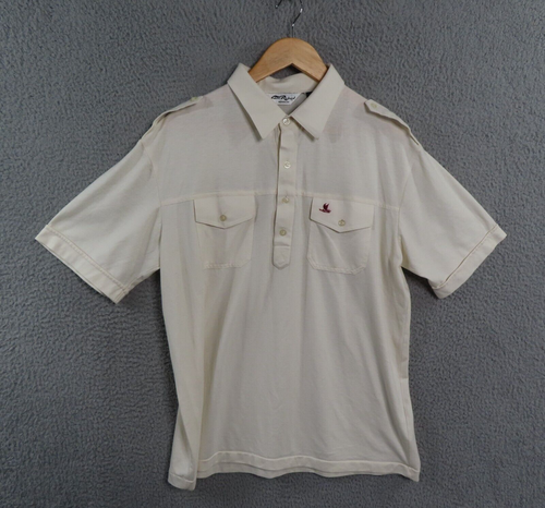Tori Richard Honolulu Polo Shirt Mens XL Ivory Short Sleeve 1/4 Button Pullover