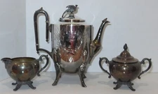 Aesthetic Movement Teapot SET   Middletown Plate Co,  Triple Plate  c. 1864-1899