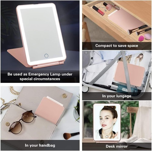 LED Travel Makeup Mirror 3 Color Light Rechargeable Dimmable Touch Beauty Mirror - Picture 11 of 15