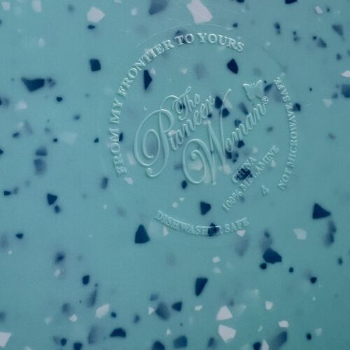 4x The Pioneer Woman Plates Juliette Splatter Teal Scalloped Flower Dinner 10.5” - Picture 2 of 8