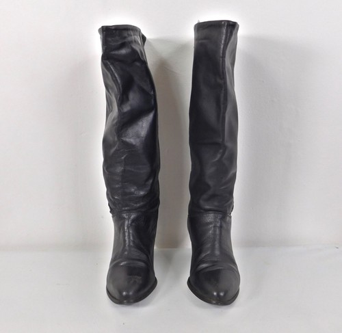 Bottes mi-mollet Clarks en cuir noir pointure 3 bout arrondi détail point western - Photo 4/5