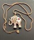 Betsy Johnson Lucky Pink Cream Elephant Pendant Necklace 29 - 31”s