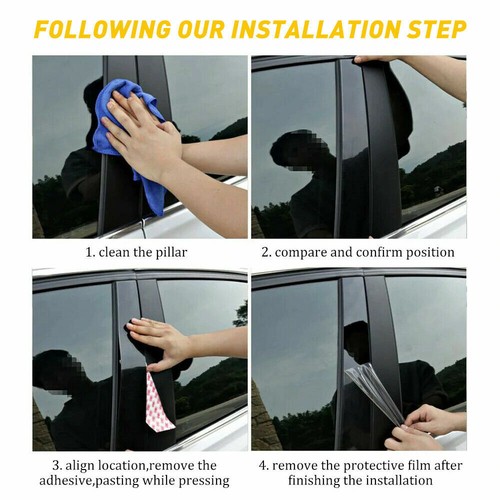 8pcs Pillar Posts Window Door Trim Black Cover For Hyundai Elantra Sedan 2017 18 - Picture 4 of 12