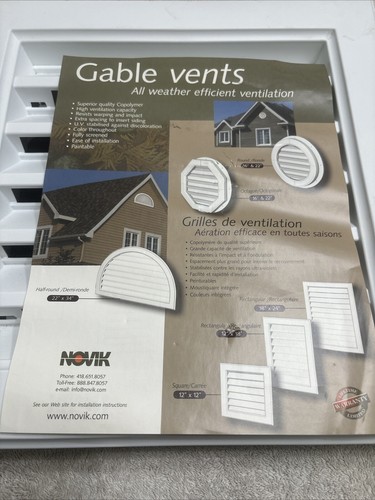 Gable Vent 12in X 12in Novik, White Wood Grain Texture NEW! - Picture 2 of 14