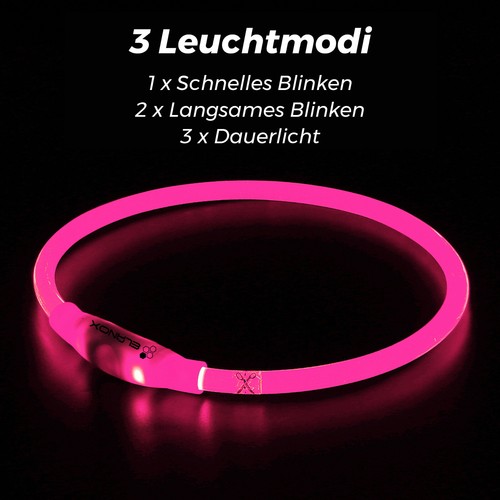 elanox Hundhalsband Halsband LED kürzbar LEDhalsband Leuchtband USB Akku - Bild 2 von 39
